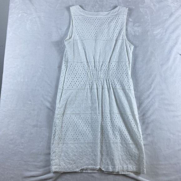 Banana Republic Factory Dress Sz 6 White Sleeveless Eyelet Cotton Coastal - Picture 11 of 12